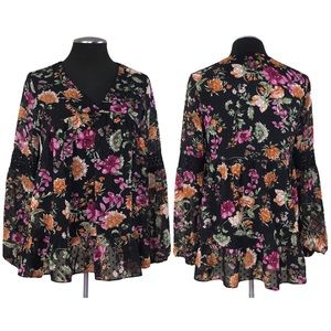 DR2 - Petite Clip Dot  Floral Peasant Blouse